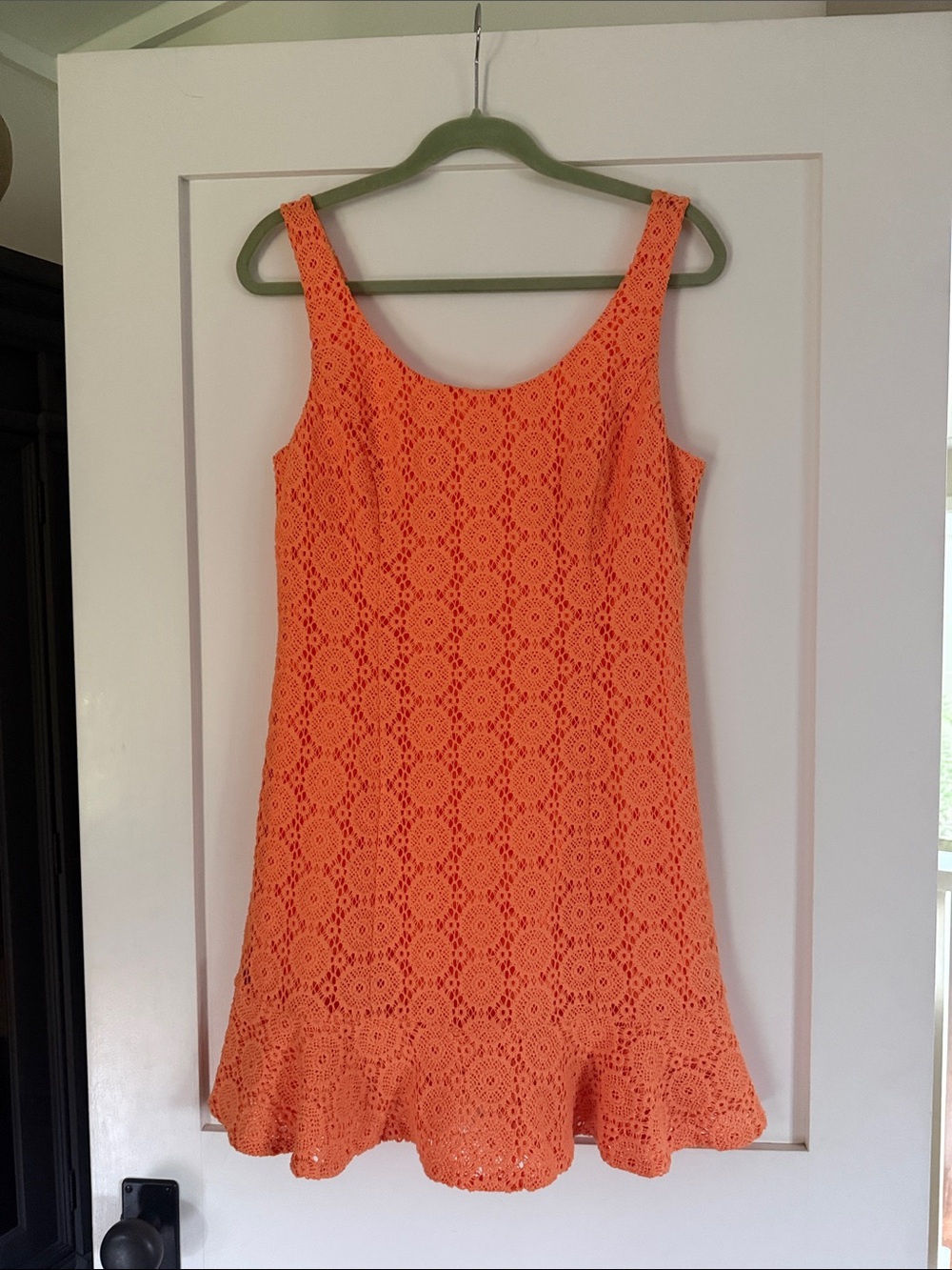 Lilly Pulitzer Orange Crochet Ruffle-Hem Mini Dress